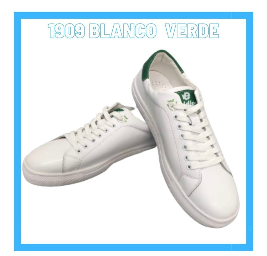 Tenis tipo cuero  1909 Blanco/Verde